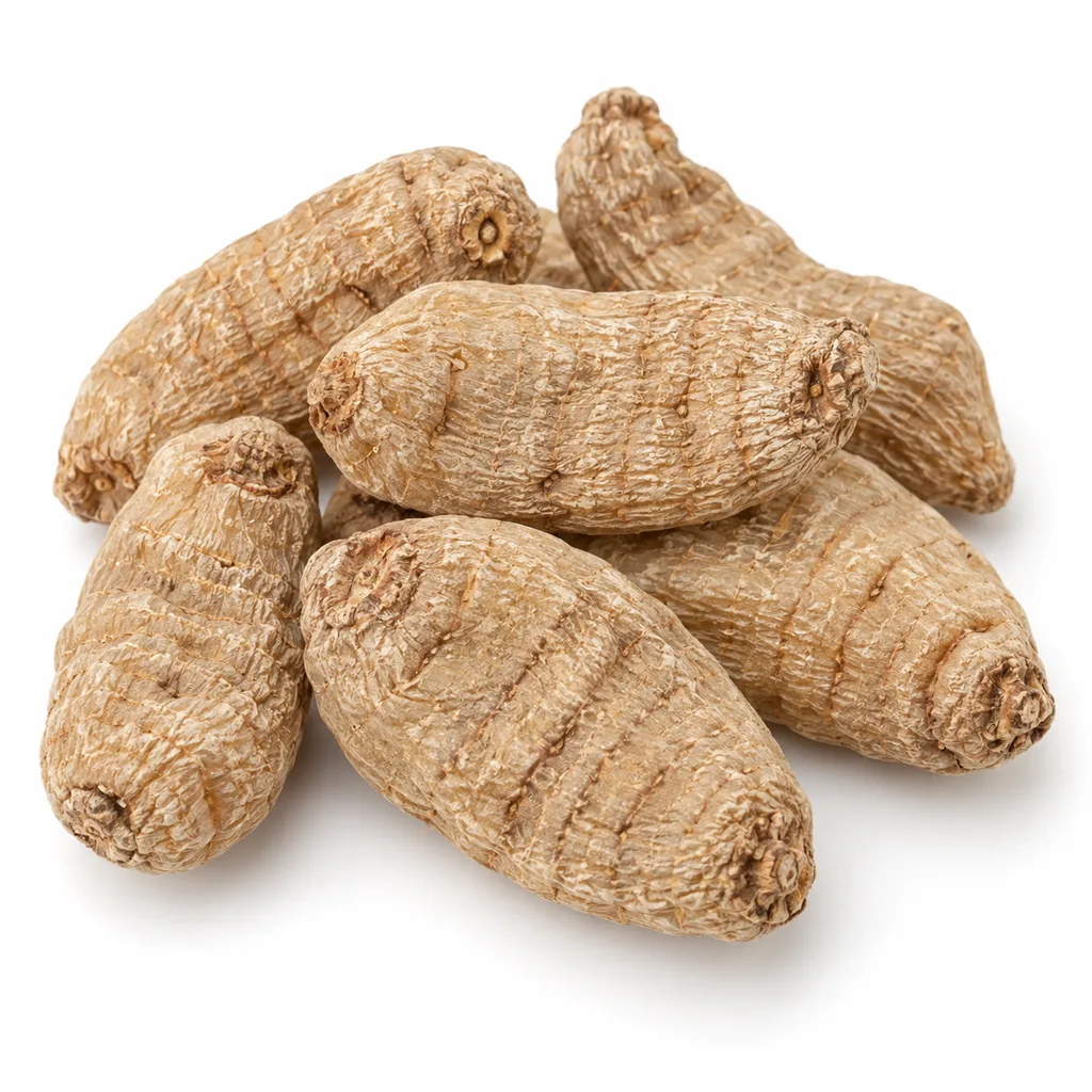 Tian Ma – hľuzy Gastrodia elata, druh chránený dohovorom CITES; v tomto produkte je nahradená Bai Ji Li